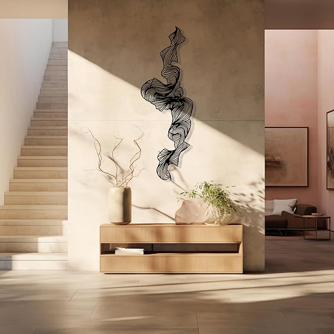 Abstract Metal Wall Art, Mid Century Modern Decor, Luxury Style Sculpture, Unique Wall Decoration, Large Creative Wall Decor, Modern Entryway Hanging, Geometric Elegant Sign, Housewarming Gift