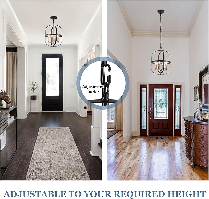 ANKYLHUA Black Nickel Chandeliers for Dining Room,Chandelier 6-Light,E12 Base Light Fixture Adjustable Height,Ellipse Farmhouse Hallway Light Fixtures for Kitchen Entryway Foyer