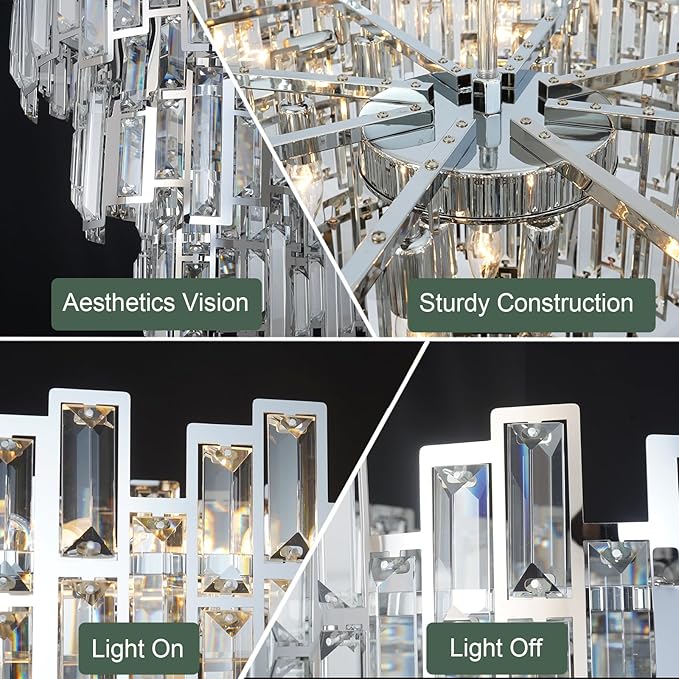 Modern Crystal Chandelier Lighting for Dining Rooms Girls Bedroom Foyer Entryway Ceiling Hanging Pendant Light Fixture Small Geometric Raindrop Lamp