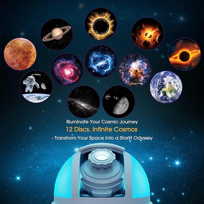 L LOHAS LED Galaxy Projector Night Light, 12 in 1 Star Projector Night Light with Storage Case, Solar System Constellation Moon, LED Space Galaxy Lamp with Timer, for Kids Adults Bedroom Theater
