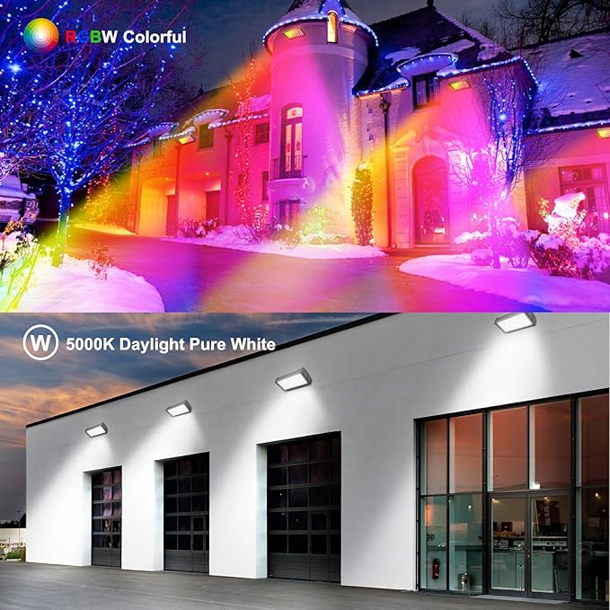 LED Wall Washer Lights RGBW 5000K Color Changing with RF Remote, Dimmable 144W Flood Lights for Church, Bridge, Hotel, Yard, Party, Wedding, Building Wall Decorations