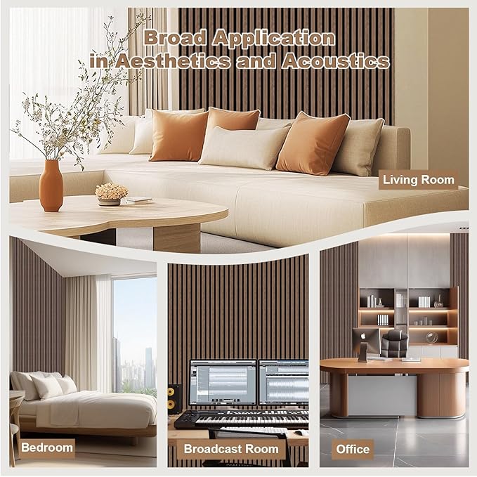 AKK-PANE Acoustic Folding Wood Slat Wall Panels, 94.5" x 23.6" 15.5ft² for Interior Wall Decor, Sound Absorbing Slat Wall Paneling, Fluted Wall Wood Panels for Stylish Spaces Noise Reduction(Walnut)