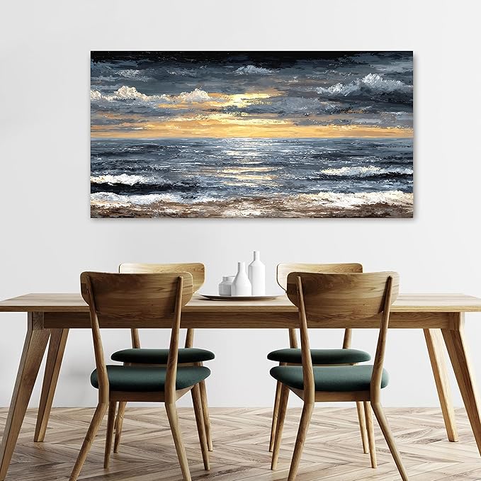 Canvas Wall Art Decor Modern Wall Art Pictures for Living Room Abstract Coastal Wall Art Prints Large Landscape Wall Art Decorations Abstract Canvas Art Wall Decor Bedroom Office Decor 24" X 48"