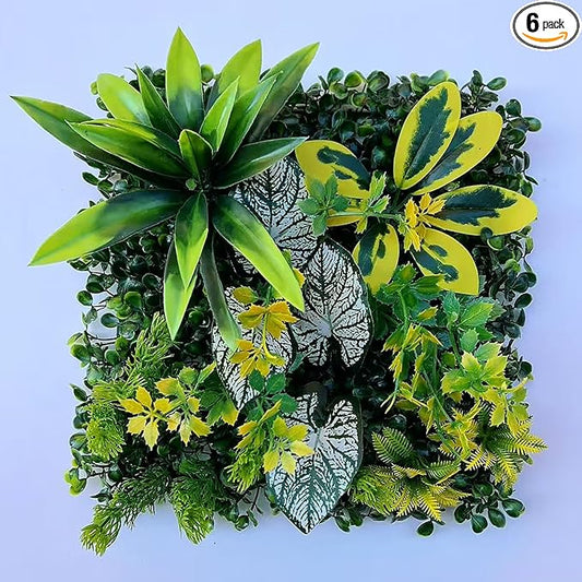 Artificial Grass Wall Panels 10"x10"(12pcs), Boxwood Hedge Green Wall Decor with Various Styles, Greenery Backdrop Privacy Screen for Indoor Home Wedding Birthday Decor Outdoor Patio (C11)