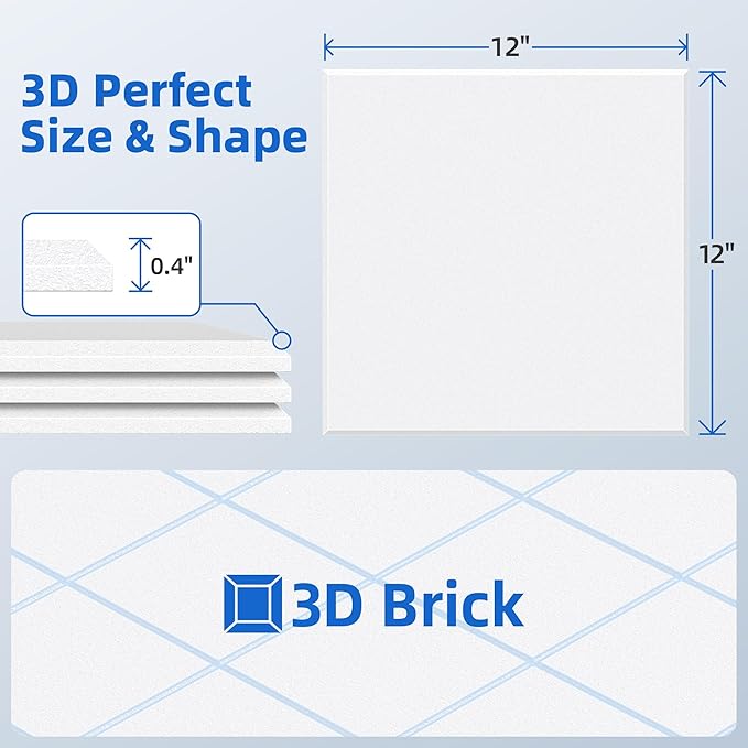 20 Pack Acoustic Panels with Self Adhesive, 12" X 12" X 0.4" High Density Sound Proof Foam Panels for Walls, Soundproof Wall Panels, Square Sound Absorbing Panels for Home Studio Office Decor - White