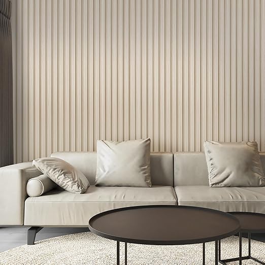 Art3d 8-Pack 96 x 6in. WPC Acoustic Slat Wall Panel for Modern Interior Decor, TV Background, Living Room, White Ash
