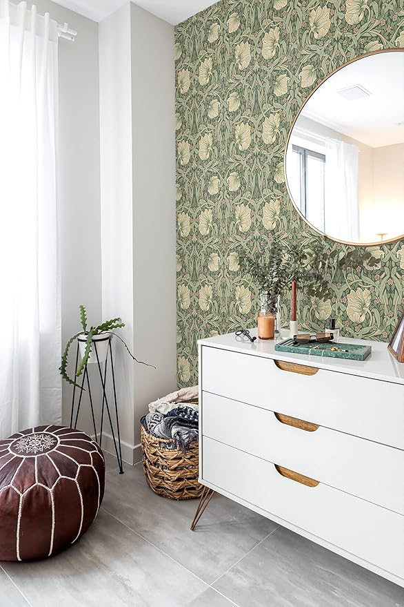 NextWall Pimpernel Floral Peel and Stick Wallpaper (Gardenia & Sage)