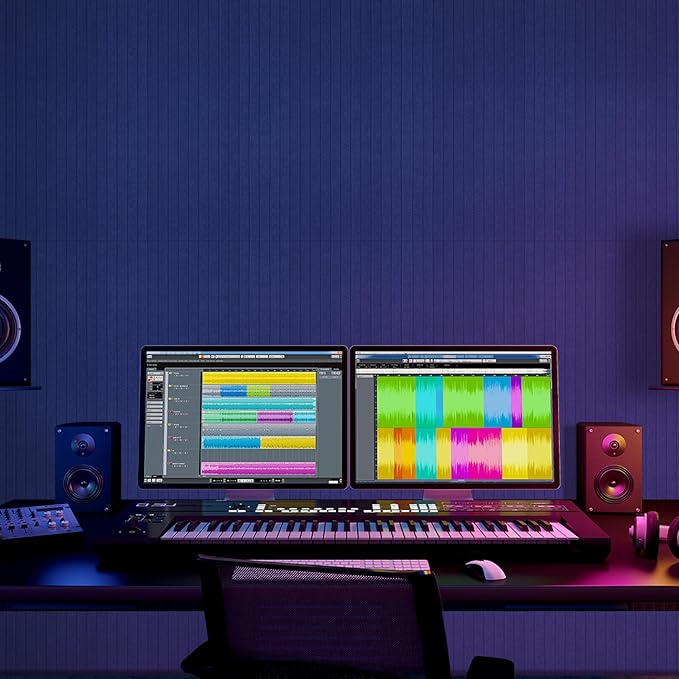 BUBOS 5 Pack Large Acoustic Panels,47.2" X 23.6" Acoustical Wall Panel,Self-Adhesive Sound Proof Panel for Office, Decorative Soundproof Wall Panels for Home Studio (Dark Blue 2)