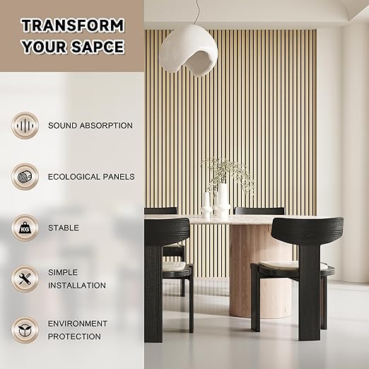 2 Pack Wood Slat Wall Wood Paneling,95 x 8 in Soundpoof Wooden Engineered Wooden Slat Wall Panels,Stylish Acoustic Wall Panels for Interior Walls Decor with Felt Backing,Oak