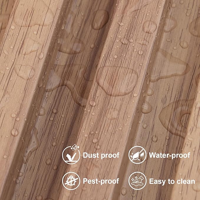 8-Pack WPC Slat Wall Panels, 96 x 6.6 in Decorative Acoustic Slats 3D Wall Panels, Water-Proof and Easy Installation, Teak