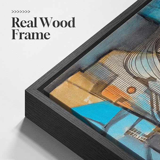 Large Framed Blue Modern Abstract Wall Art for Living Room, Canvas Paintings Artwork for Walls, Minimalist Art Prints Pictures for Hallway Bedroom Office Wall Decor -30x30 Inch