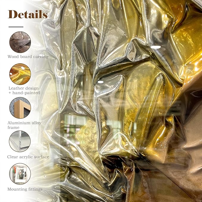 LIUZEYUE - Hand crafted leather Artwork 3D Wall Artwall decorations for living room 59"x59"