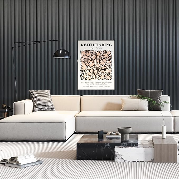 Art3d 8 Pack 104" x 6.7" Slat Wall Paneling, Glossy Metal Finish WPC 3D Wall Panels, 3D Panels for Interior Wall Decor, Living Room, Bedroom - Steel Gray