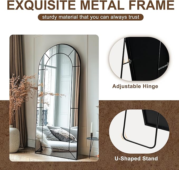 Wall Mirror,Full Length Floor, Window Pane for Living Room Decor, Decorative Wall Art, Large Wall for Bedroom, Hallway, Living Room Arch-56"X22"