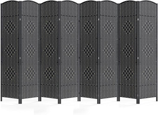 8 Panel Room Divider,6Ft Folding Privacy Screen,Tall - Extra Wide Foldable Panel Partition Wall Divider with Diamond Double-Weaved Hand-Woven Design Room Screen Divider