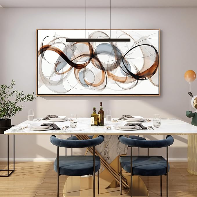 Large Wall Art - Framed Canvas Wall Art for Living Room, Bedroom, Office - Textured Brown Modern Abstract Artwork- Minimalist Home and dining room Decor 29×58IN Wood Frame Dedroom decorations
