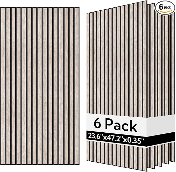 Olanglab Wood Veneer Acoustic Wall Panels 6 Pack, 23.6"×47.2" Sound Absorbing Wall Panels for Interior Wall Decor, Light Walnut