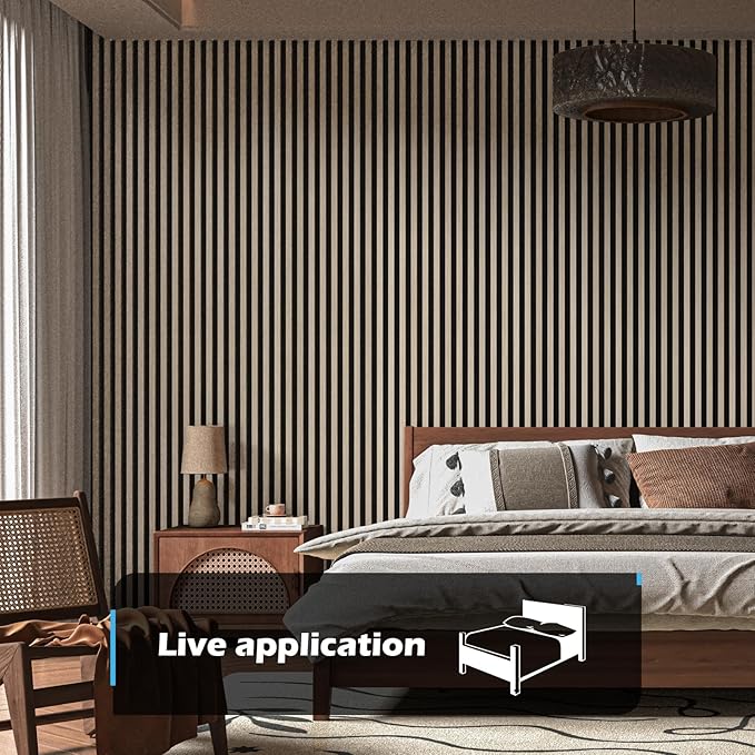 Art3d 2-Pack 48" x 24" Acoustic Wood Panels for Wall, Soundproof Wood Slat Panel for Wall and Ceiling, 3D Fluted Sound Absorbing Paneling for Interior Wall Decor, Living Room, Bedroom - Oak