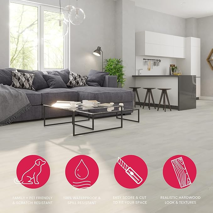 LUCiDA SURFACES Luxury Vinyl Floor Tiles-Peel & Stick Adhesive Flooring for DIY Installation-Sample Wood-Look Plank-6 inch x 12 inch