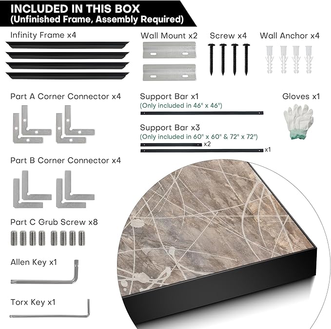 60"x60" XL Framed Wall Art - Splatter Beige and Gray Graffiti Style (Frame Assembly Required)