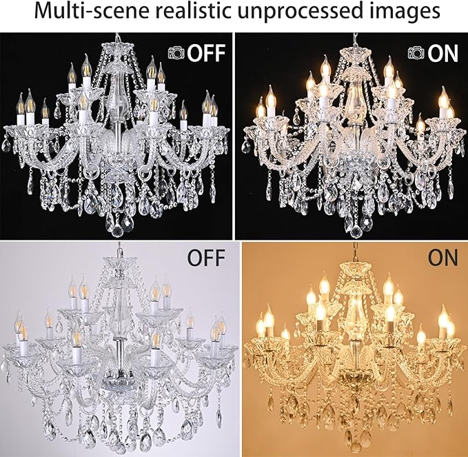 Clear K9 Crystal Chandelier 15 Light Pendant Lighting Fixture for Dining Room Living Room Bedroom Hallway Entryway Elegant Ceiling Lamp E12 Clear