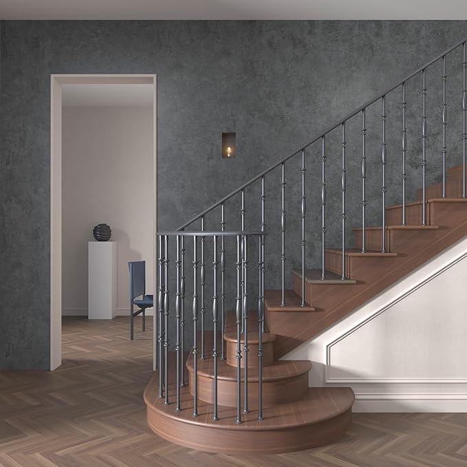 16"×354" Thick Dark Blue Grey Concrete Wallpaper Peel and Stick Waterproof Glossy Industrial Gray Concrete Contact Paper Vinyl Adhesive Cement Tile Sticker for Bedroom Bathroom Office Gym Walls