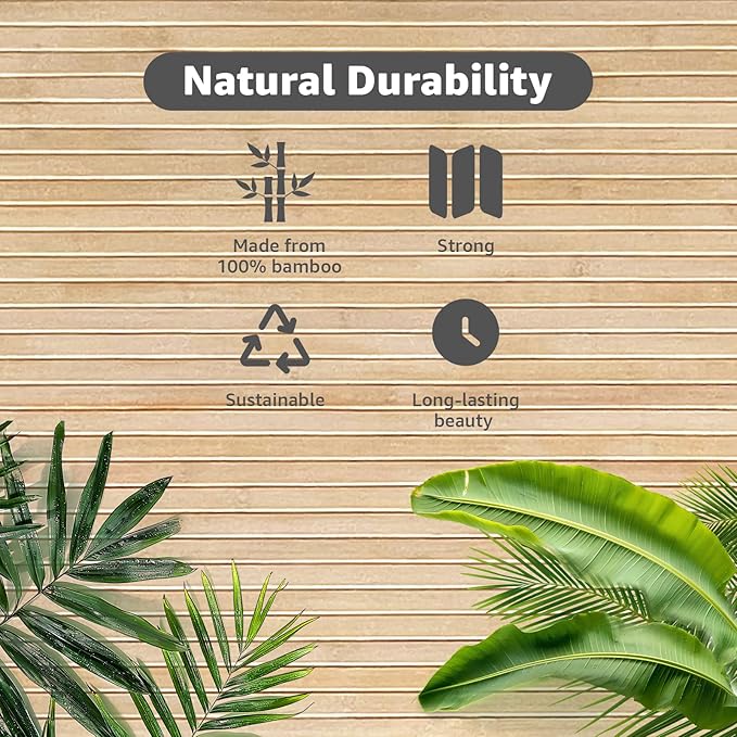Art3d Natural Bamboo Wall Panel for Interior Wall Decor, Renewable Pole Wrap Wainscoting Paneling for Wall Ceiling Furniture Cabinet Office, 12 x 96 Inch - Carbonized
