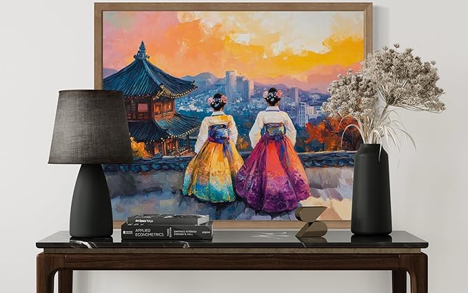 South Korea Art Print Poster, Asia Oriental Countries Culture Wall Art Asian Paintings for Bedroom Bathroom Living Room Decor 97 (South Korea, 8 x 10 inches, Wood Frame)
