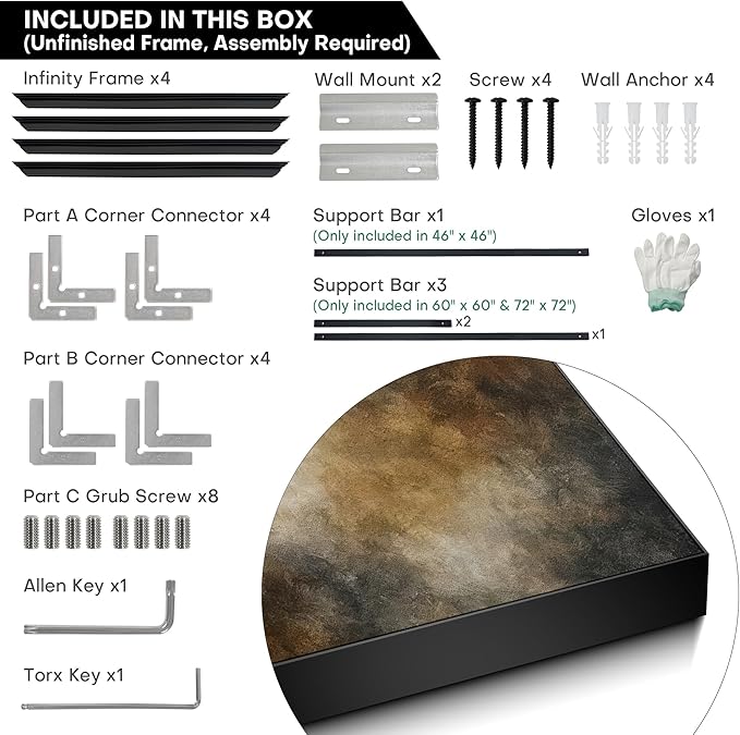 46"x46" XL Framed Wall Art - Neutral Abstract Brown and Beige Cloud-Like Painting Minimalist Foggy Forest Tranquil (Frame Assembly Required)