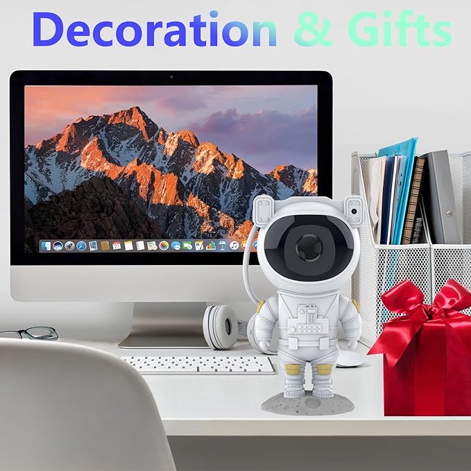 Astronaut Star Projector Galaxy Light with Timer and Remote Control, 360° Adjustable Starry Night Light Projector for Baby/Kids/Adults/Bedroom/Party/Home Decor/Game Room (White)