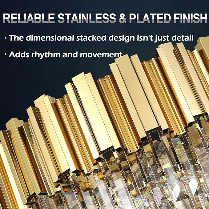 Luxury Gold Crystal Chandelier for High Ceilings, 30" Large Foyer Lighting Fixture with 5-Tier K9 Crystal Cascade, Elegant Entryway Pendant for Two-Story Homes