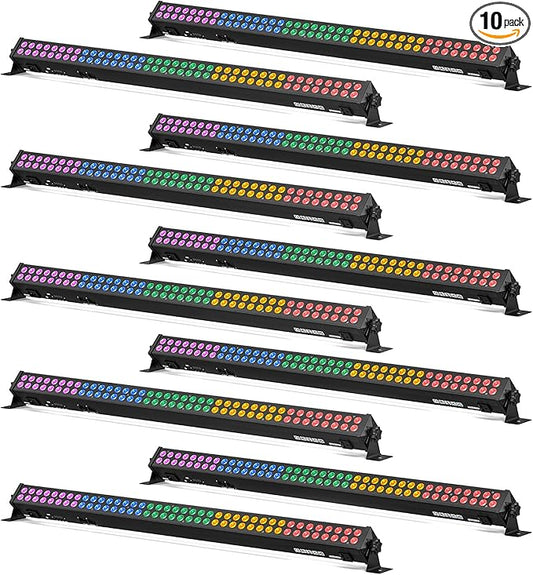 LED Stage Wash Light Bar, 80X2W RGB LED Wall Washer Light, DJ Stage Lights Bar with DMX/Auto/Sound Control Uplights for Events Wedding Disco Party Outdoor Indoor - 10Packs