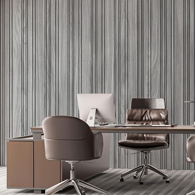 Art3d 4-Pack Glue-On Wall Panels, Wood Grain Texture Interior Wall Decor, 104"x12" Recycled Polystyrene Wainscoting Panels, Low Emission for Living Room Bedroom, Earth Grey Oak