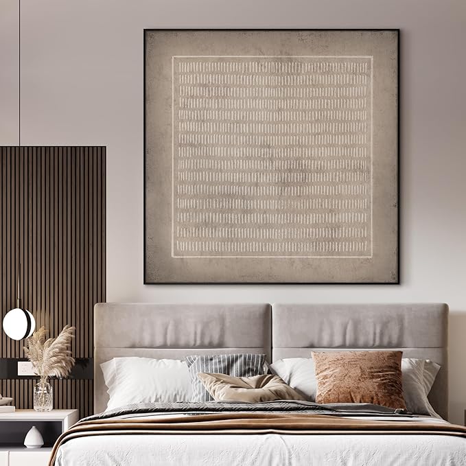 36"x36" Large Framed Wall Art - Abstract Brown and Gray Tones (Frame Assembly Required)