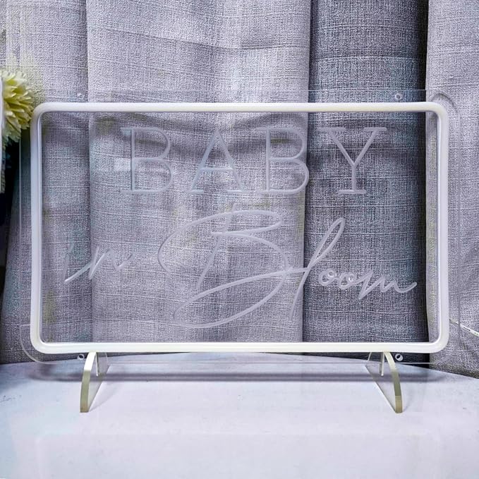 Baby in Bloom Neon Signs for Baby Shower Party Decorations, Neon Led Light Up Letters Sign for Birthday Party Decor, Gender Reveal Girl or Boy, Bedroom, Home, INSNEnN, 15.4 * 9.6 Inches