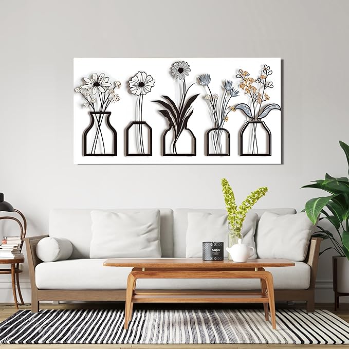 AIXMGSJS Canvas Wall Art Decor Abstract Modern Black and White Wall Art Decoratiions Art Work for Wall Decor Abstract White Flower Wall Art Prints Pictures for Living Room Home Office Decor 20" X 40"