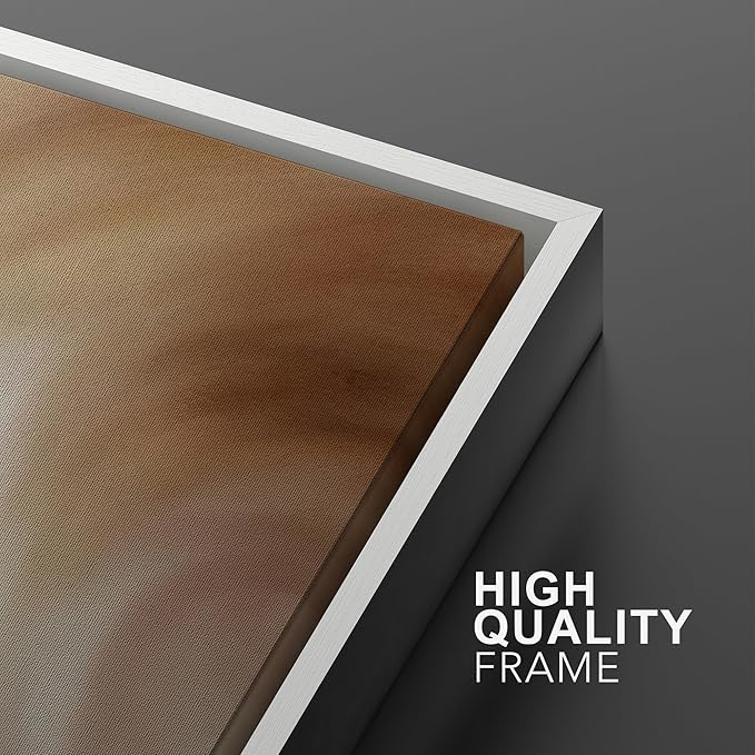 MUDECOR Framed Canvas Print Wall Art Abstract Neutral Brown and Beige Fluid Illustrations Realism Decorative for Living Room, Bedroom, Office - 24"x36"x3 White