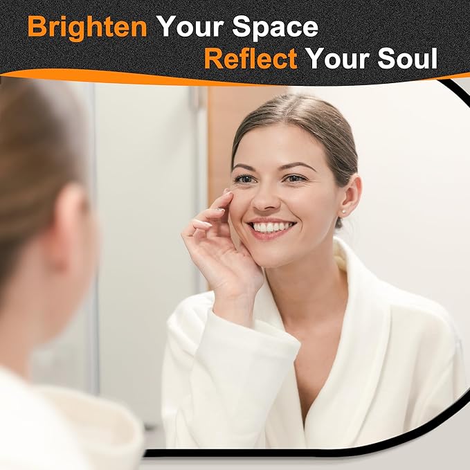 Bathroom Mirror for Wall,30''x20'',Black Oval Mirror for Bedroom Entryway Bathroom, Metal Framed Vanity Mirror(30''x20'',Black)