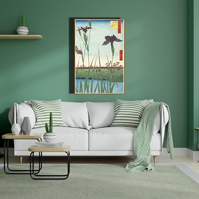 OKRA Japanese Ukiyo-E Utagawa Hiroshige Canvas Wall Art - Iris Garden Poster - Japanese Art Famous Paintings-Girls Room Decoratie-Home Decorate for Hotel Living Room Gallery - Unframed