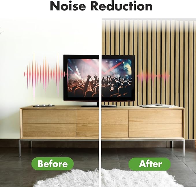 Art3d 4-Pack 12" x 93" Soundproof Wood Slat Panels, 31 sq.ft Acoustic Wall Panels, 3D Wall Panels with Wood Slat Design, Decorative Wood Wall Panel for Accent Walls-Oak