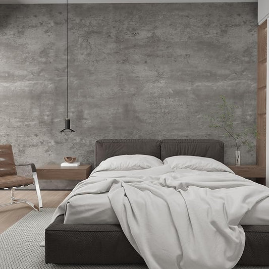 31"×354" Large Size 3D Wide Thick Grey Concrete Wallpaper Peel and Stick Light Grey Concrete Contact Paper Vinyl Gray Cement Wallpaper Stained Matte Textured Wall Sticker for Bedroom Bathroom Walls