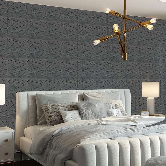 33 Pack 3D Wall Panels for Interior Wall Decor, 12''x12'' Brushed Silver Accent Textured Wall Panels, Wall Covering Panles for Living Room, Gaming Room, TV Background, Cover 32 Sq.Ft