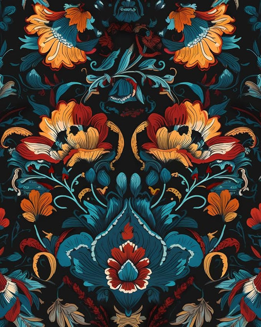 Black Floral Peel and Stick Wallpaper Boho Leaf Contact Paper Red Flower Removable Self Adhesive Waterproof Wall Paper for Cabinet Drawers Wall Decor Renter Friendly 17.5''x118.1''