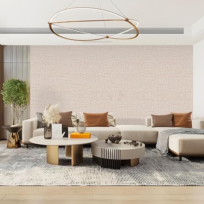 15.75"x590.6" Beige Grasscloth Wallpaper Peel and Stick Removable Textured Wall Paper Self Adhesive Contact Paper Faux Linen Cabinets Drawers Bookshelves Thickened Waterproof Shelf Vinyl Roll