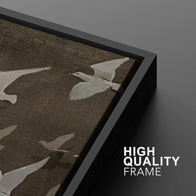 MUDECOR Framed Wall Art Print Set Flock of Abstract Birds in Flight Earthy Tones Illustrations Modern Art Boho Decorative Colorful Chic for Living Room, Bedroom, Office - 16"x24"x3 Black