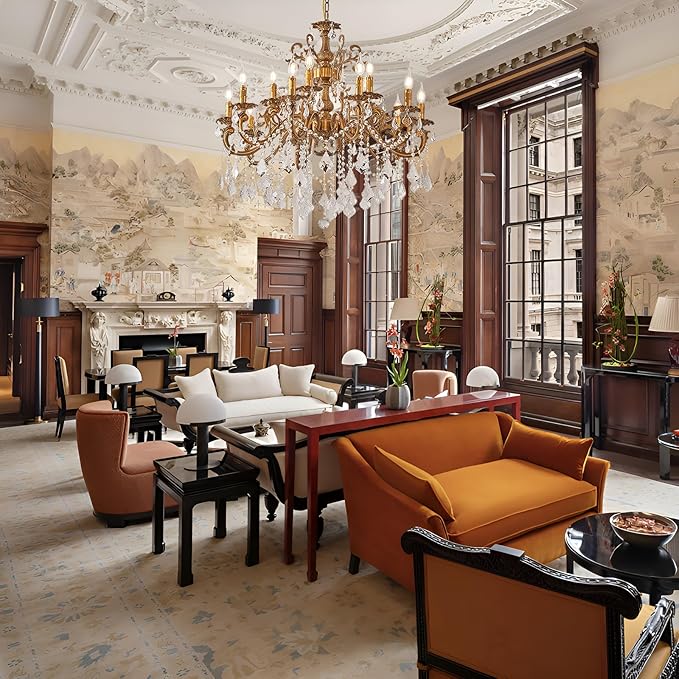 15 Light Classic Vintage Crystal Candle Chandeliers for Living Room Dining Room Foyer Entryway Antique Gold Finish