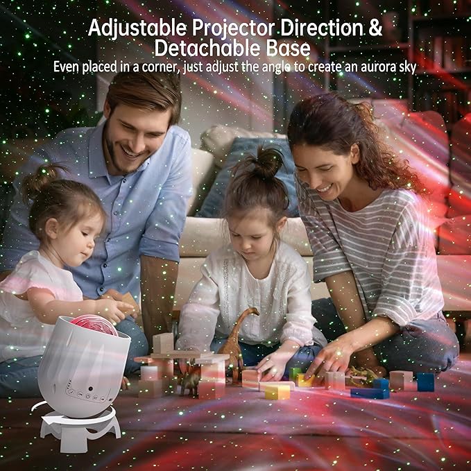 Northern Lights Projector, Rechargeable Battery Star Night Light with Bluetooth Speaker, White Noise Sleep Aid & Timer, Bedroom Galaxy Projector Decor, Gift for Kids, Adults