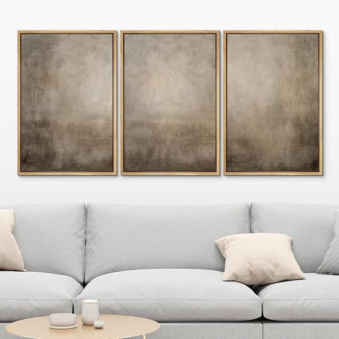 MUDECOR Framed Wall Art Print Set Neutral Abstract Landscape Illustrations Modern Art Boho Decorative Colorful Chic for Living Room, Bedroom, Office - 16"x24"x3 Natural