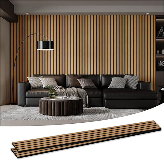 2 Pack 105.9" x 12.6" x 0.8" Acoustic Wall Panels Sound Absorbing, Wood Slat Wall Panels for Wall Decor, Soundproof Wood Wall Panels, Teak
