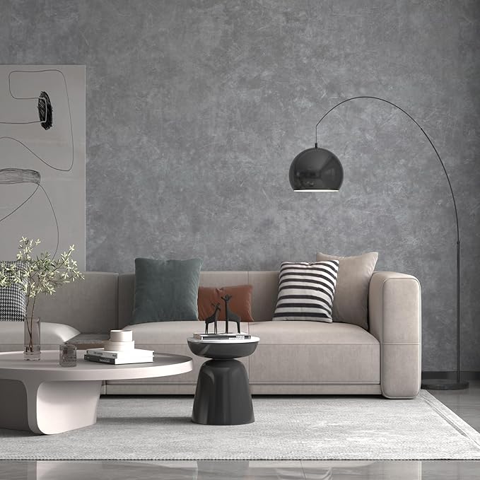 JSEVEM 31"×591" Air Guide Design Extra Wide Thick Light Grey Concrete Wallpaper Peel and Stick Waterproof Light Gray Concrete Contact Paper Vinyl Cement Stickers for Bedroom Bathroom Office Room Walls